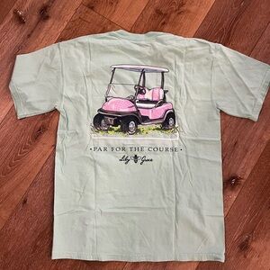 Green Tee with Pink Golf Cart